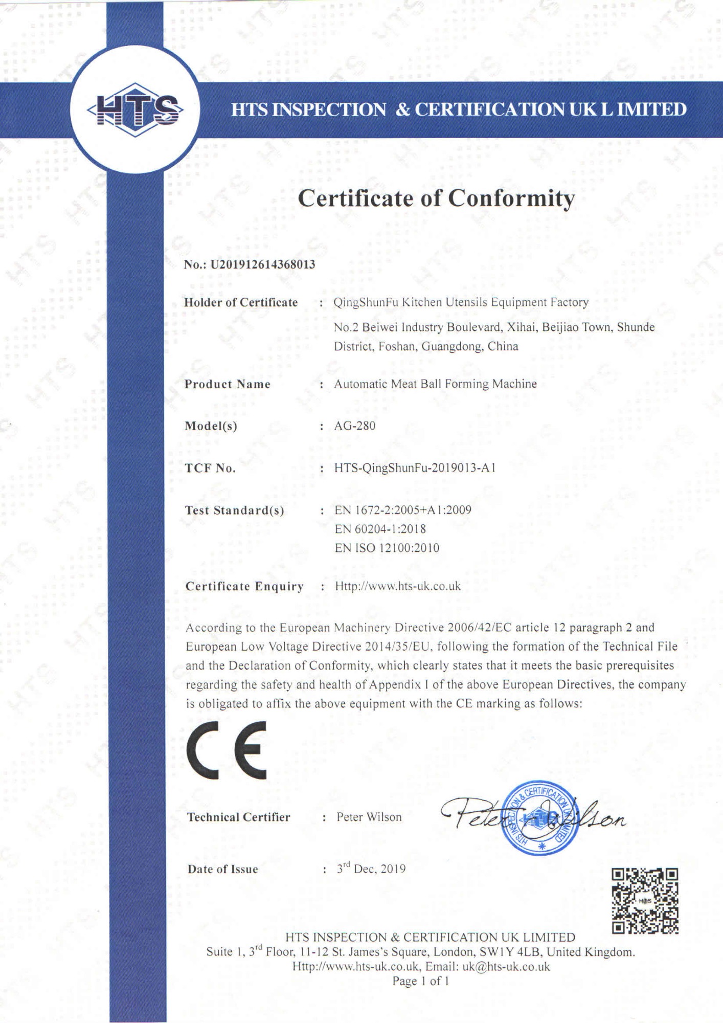Meatball Forming Machine CE Certificate